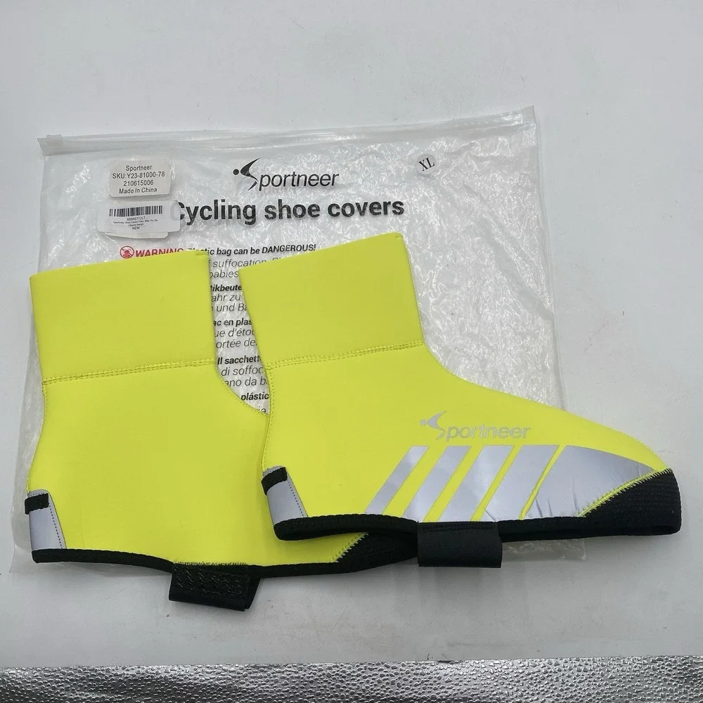 Bike Shoe Cover Warmer Cycling Shoe Covers Warm Windproof Overshoes‎ Neon XL